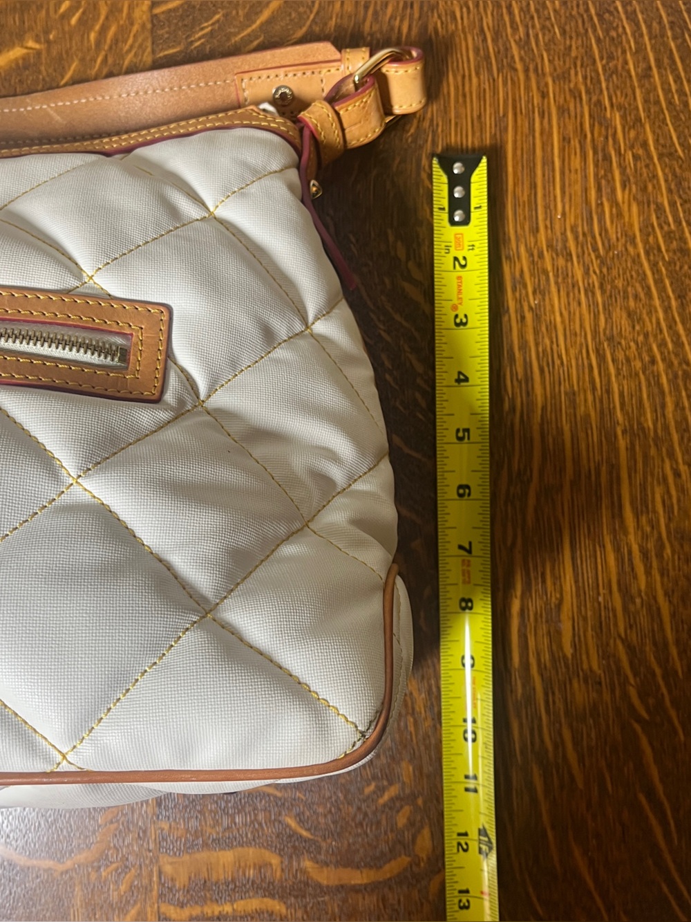Dooney & Bourke White Quilted Nylon and Vachetta Leather Trim Hobo Shoulder Bag - Picture 7 of 7
